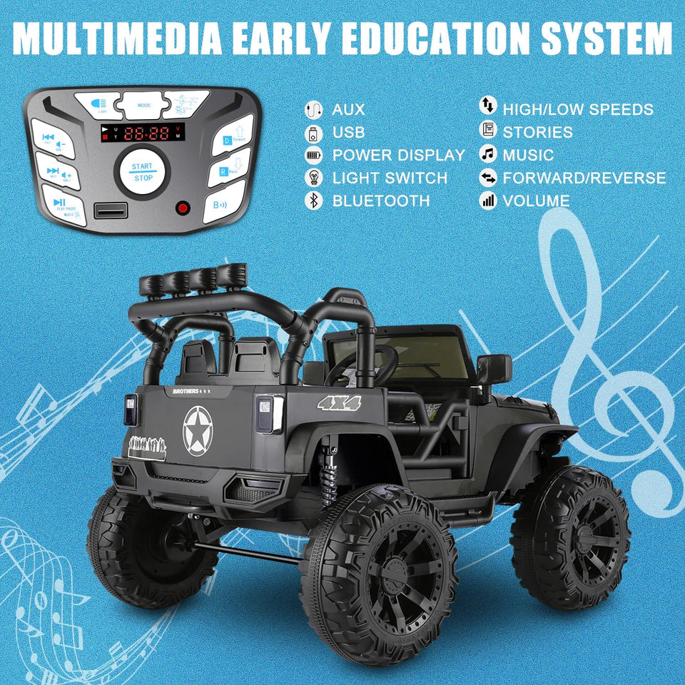 2 Seater Ride on Car with Remote Control - 24V Battery Powered Electric Truck for Kids, 2x200W Strong Motor, Spring Suspension AXSSIBLZ