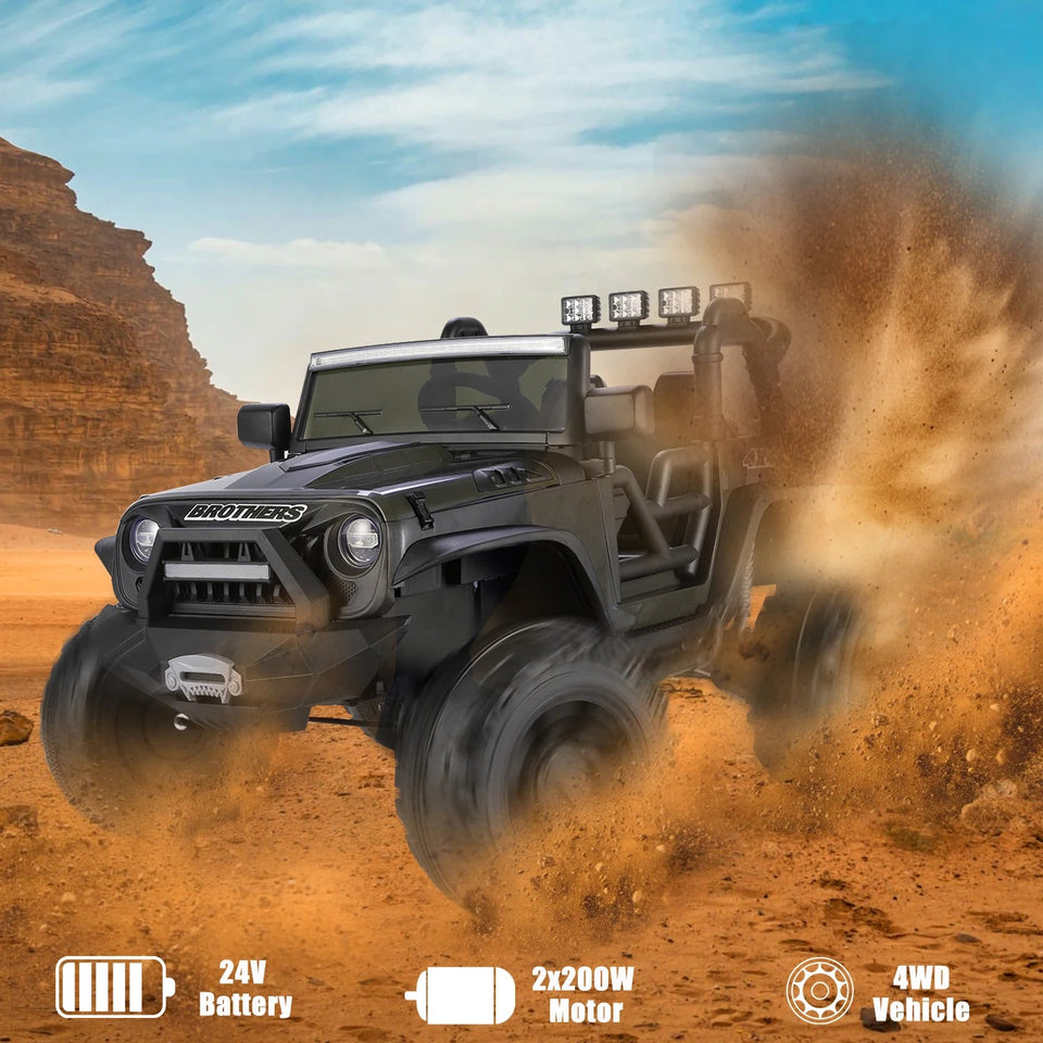 2 Seater Ride on Car with Remote Control - 24V Battery Powered Electric Truck for Kids, 2x200W Strong Motor, Spring Suspension AXSSIBLZ