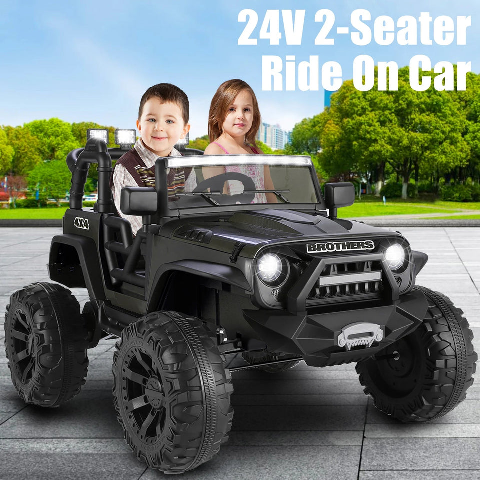 2 Seater Ride on Car with Remote Control - 24V Battery Powered Electric Truck for Kids, 2x200W Strong Motor, Spring Suspension AXSSIBLZ