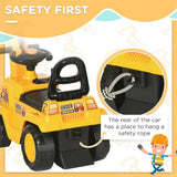Yellow 2-in-1 Ride on Excavator Pull Cart with Horn, Safety Design, No Electric Drive AXSSIBLZ