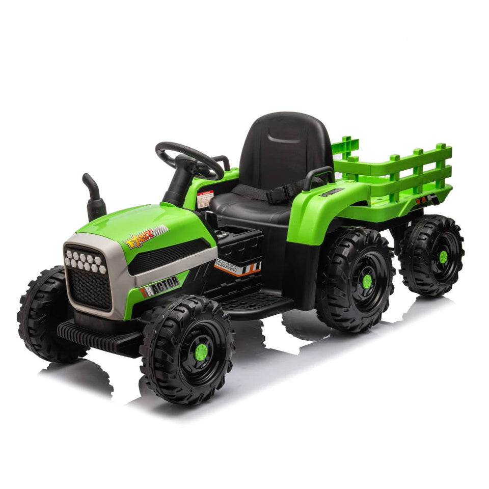 Ride on Tractor2.0 with Trailer,24V Battery Powered Electric Tractor Toy, 200w*2motor 1.86-4.97MPH/Remote Control AXSSIBLZ