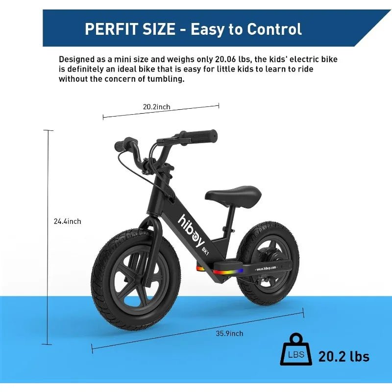 BK1 Electric Balance Bike for Kids, 12 Inch Tires, 150W Peak Motor, Adjustable Seat, 21.6V/2.6Ah Battery, Electric Bike AXSSIBLZ