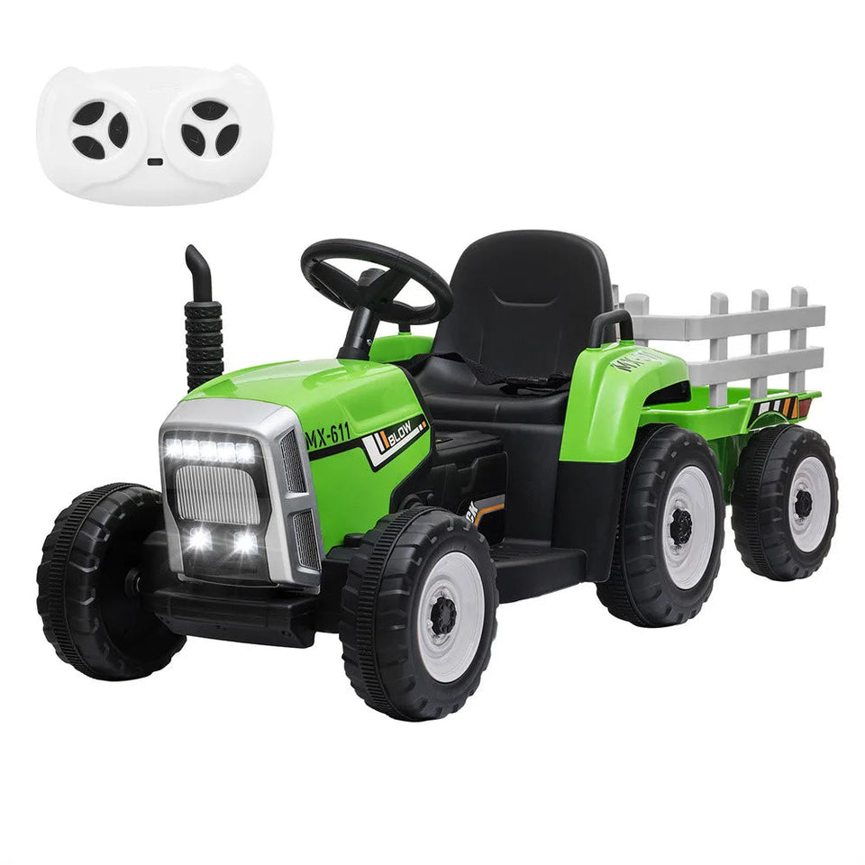 12V Kids  Electric Ride on Tractor Car & Trailer W/MP3 Player & LED Light Remote Control Battery Powered Gift for Xmas AXSSIBLZ