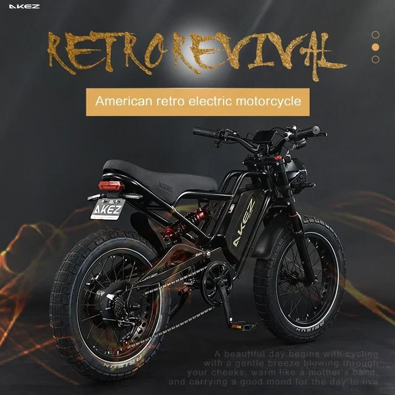 AKEZ RuggedRider 52V 1500W Electric Fat Bike – 20x4.0" Off-Road Tires, Hydraulic Brakes, Removable 25Ah Battery for Extreme Terrain AXSSIBLZ