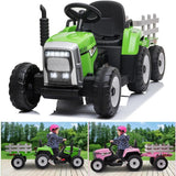 12V Kids  Electric Ride on Tractor Car & Trailer W/MP3 Player & LED Light Remote Control Battery Powered Gift for Xmas AXSSIBLZ