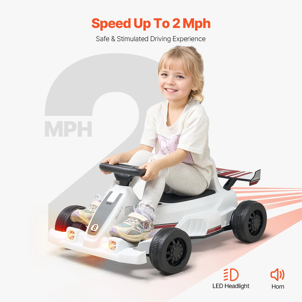VEVOR 6V 4.5Ah Electric Pedal Go Kart Portable Outdoor Racing Toys 20000 RPM Motor with LED Headlight & Horn for Kids Boy Gifts AXSSIBLZ
