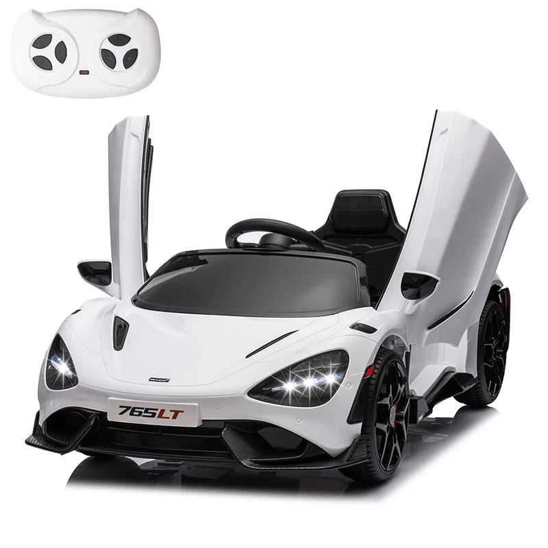 12V Licensed McLaren 765LT Kids Ride On Toy,Electric Vehicle for Toddler Age 3+,Battery Powered Ride On Car with Hydraulic Doors AXSSIBLZ