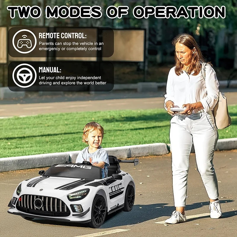 12V Licensed Mercedes-Benz GT3 Kids Ride on Car, Electric Vehicles for Kids Gifts,Ride on Toys with Remote Control, Music AXSSIBLZ