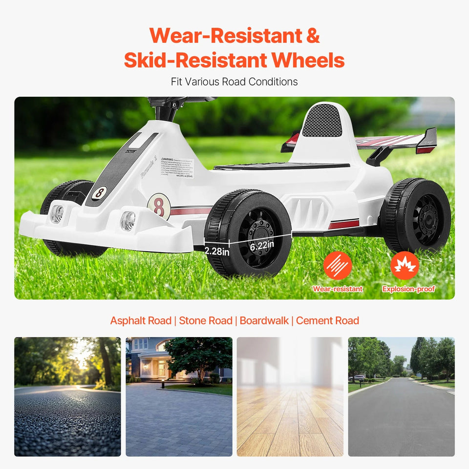 VEVOR 6V 4.5Ah Electric Pedal Go Kart Portable Outdoor Racing Toys 20000 RPM Motor with LED Headlight & Horn for Kids Boy Gifts AXSSIBLZ