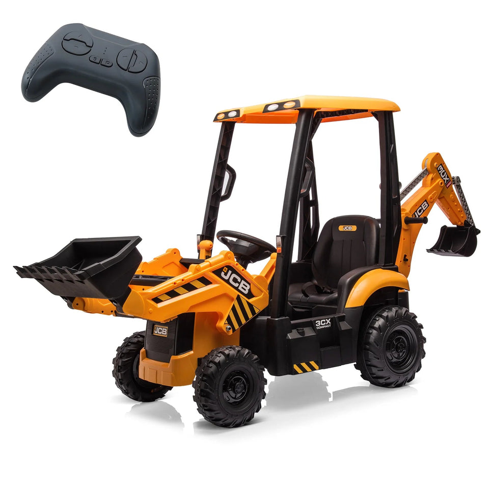 4 in 1 Ride on Excavator & Bulldozer, 12V Kids Electric Vehicle With Remote Control, Front Loader, Digger, Horn, Ride on Car Toy AXSSIBLZ