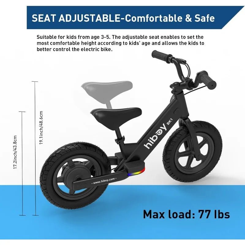 BK1 Electric Balance Bike for Kids, 12 Inch Tires, 150W Peak Motor, Adjustable Seat, 21.6V/2.6Ah Battery, Electric Bike AXSSIBLZ