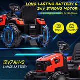 3 in 1 Ride on Tractor, Excavator & Bulldozer, 24V Electric Vehicle w/Trailer Remote Control Kids Ride on Car Toy AXSSIBLZ