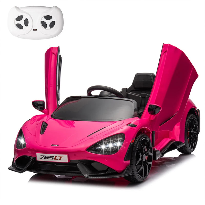 12V Licensed McLaren 765LT Kids Ride On Toy,Electric Vehicle for Toddler Age 3+,Battery Powered Ride On Car with Hydraulic Doors AXSSIBLZ