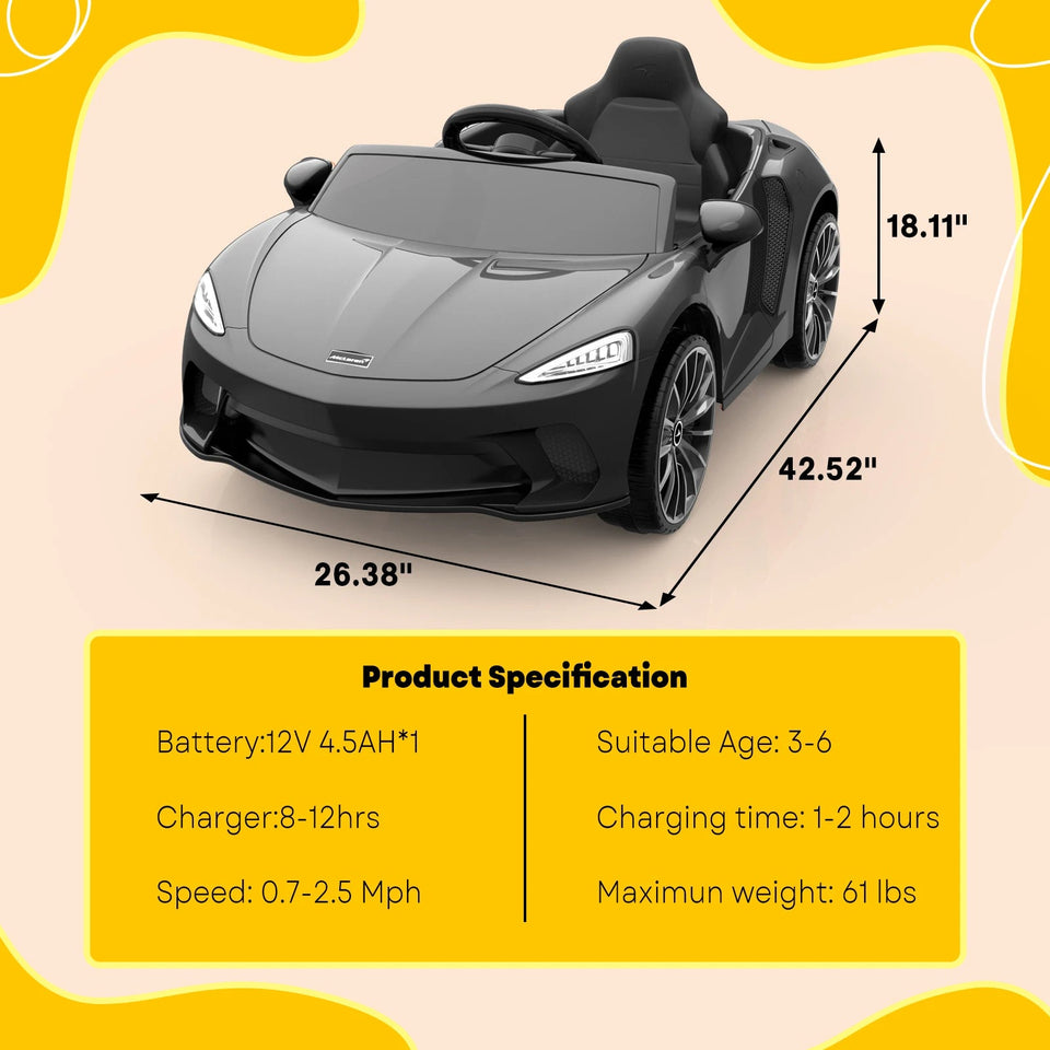 Ride On Car for Kids 12V Licensed Battery Powered Sports Car with 2 Speeds, Parent Control, Sound System, Led Headlights AXSSIBLZ