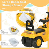 Yellow 2-in-1 Ride on Excavator Pull Cart with Horn, Safety Design, No Electric Drive AXSSIBLZ