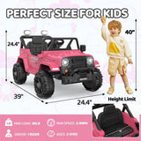 12V Ride On Truck Car with Remote Control, Kids Electric Vehicles with Bluetooth Music, Horn, 3 Speeds, 4 LED Lights, Soft Start AXSSIBLZ