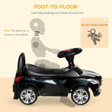 Kids Ride On Push Car, Foot-to-Floor Walking Sliding Toy Car for Toddler with Working Horn, Music, Headlights and Storage, Black AXSSIBLZ
