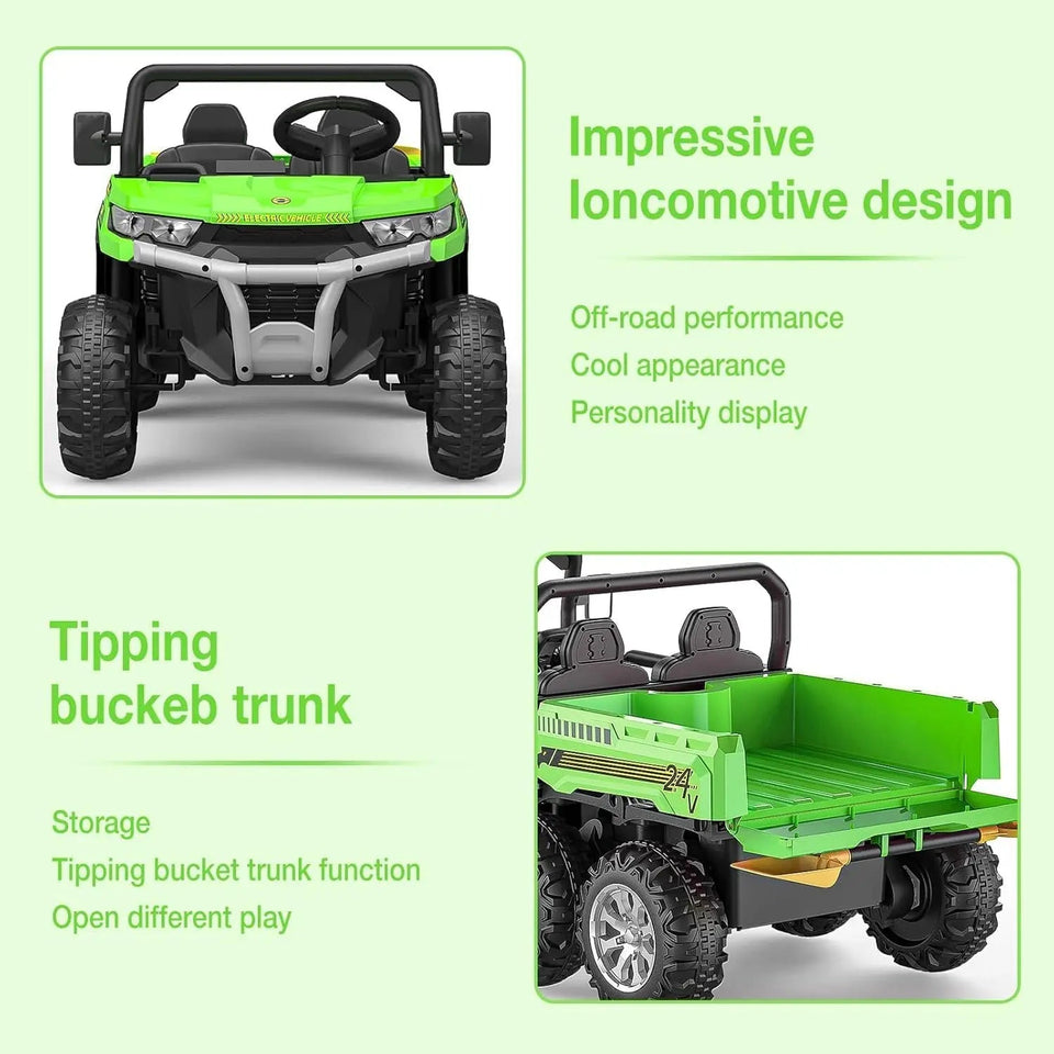 Ride On Truck Car 24 V Kids Electric Vehicles w/Parent Remote Control, Children Ride On Utv Car w/Safety Belt, Phone Connections AXSSIBLZ