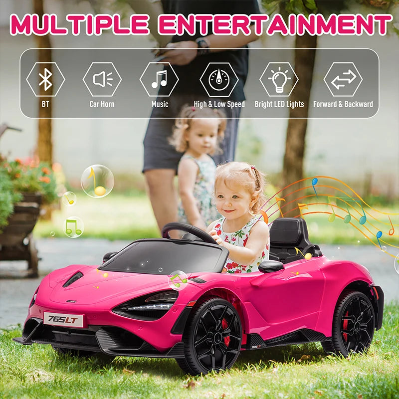 12V Licensed McLaren 765LT Kids Ride On Toy,Electric Vehicle for Toddler Age 3+,Battery Powered Ride On Car with Hydraulic Doors AXSSIBLZ