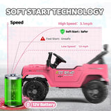 12V Ride On Truck Car with Remote Control, Kids Electric Vehicles with Bluetooth Music, Horn, 3 Speeds, 4 LED Lights, Soft Start AXSSIBLZ