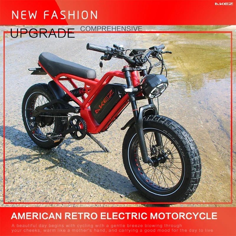 AKEZ RuggedRider 52V 1500W Electric Fat Bike – 20x4.0" Off-Road Tires, Hydraulic Brakes, Removable 25Ah Battery for Extreme Terrain AXSSIBLZ