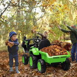Kids 12V 3 in 1 Ride on Excavator & Tractor with Detachable Trailer, Ride on Car Toy with Remote Control, Digger, LED Lights AXSSIBLZ