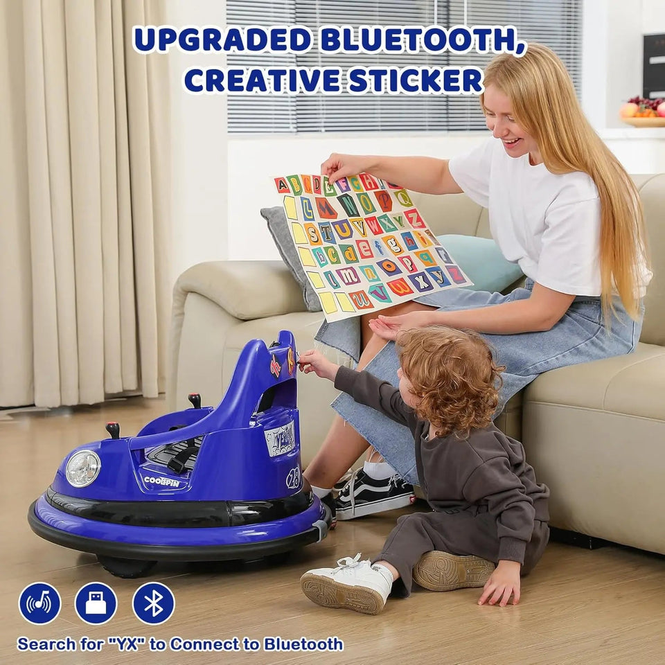 Ride on Bumper Car for Toddlers,1.9MPH Max,12V Battery Car for Kids W/Parent Remote,2-Speed,2 Driving Mode,360°Spin,Electric Bum AXSSIBLZ