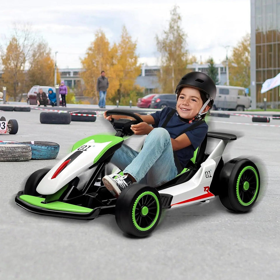 24V Go Kart for Kids 6+ Ride On Drift Kart with 200W*2 Extra Powerful Motors 8.1MPH High Speed Drifting with Music Horn AXSSIBLZ