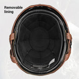 Motorcycle Helmet Retro PU Four Fashion Helmet Ride Half Scooter Helmet Motorcycle For Men And Women AXSSIBLZ