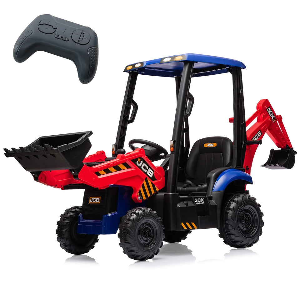 4 in 1 Ride on Excavator & Bulldozer, 12V Kids Electric Vehicle With Remote Control, Front Loader, Digger, Horn, Ride on Car Toy AXSSIBLZ