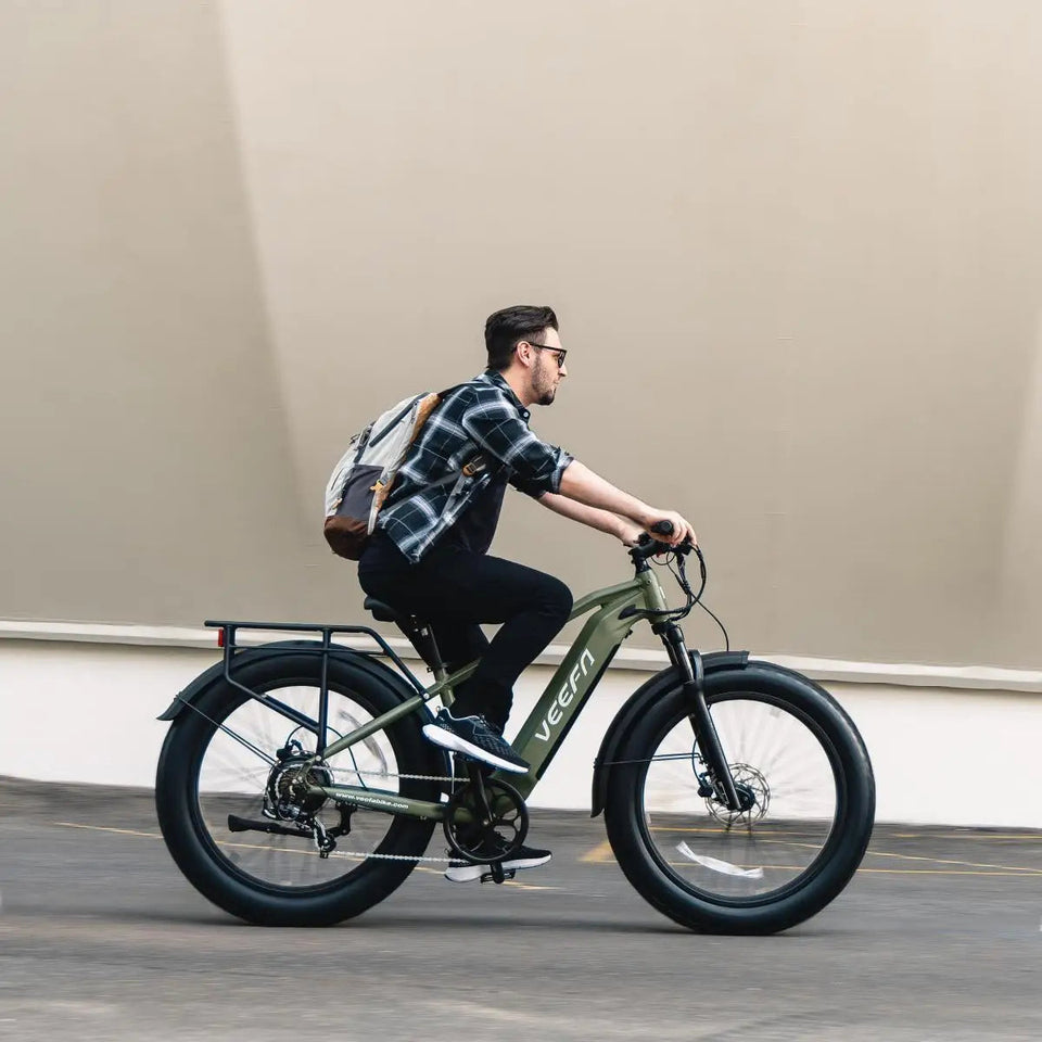 VEEFA Peak 1000W Electric Bike for Adults 48V 13Ah Removable Battery 26'' Fat Tire E Bike 28mph Mountain Ebike AXSSIBLZ