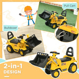 Ride On Excavator with Under Seat Storage, Sit and Scoot Construction Toy with Horn, Front Loader Shovel, for Sand and Snow AXSSIBLZ