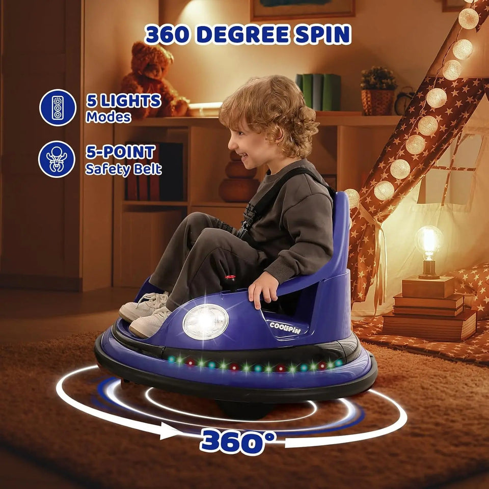 Ride on Bumper Car for Toddlers,1.9MPH Max,12V Battery Car for Kids W/Parent Remote,2-Speed,2 Driving Mode,360°Spin,Electric Bum AXSSIBLZ