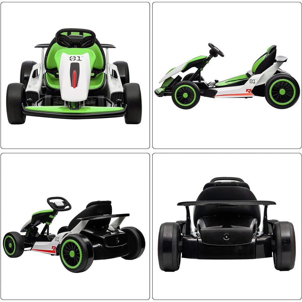 24V Go Kart for Kids 6+ Ride On Drift Kart with 200W*2 Extra Powerful Motors 8.1MPH High Speed Drifting with Music Horn AXSSIBLZ