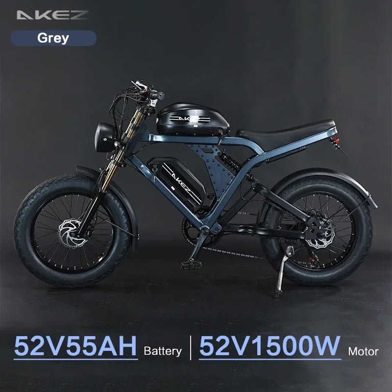 AKEZ PowerRide 52V 1500W Electric Motorcycle – Tough Aluminum Alloy Frame, 20" Off-Road Tires, Dual 55Ah Batteries for Endless Adventures AXSSIBLZ