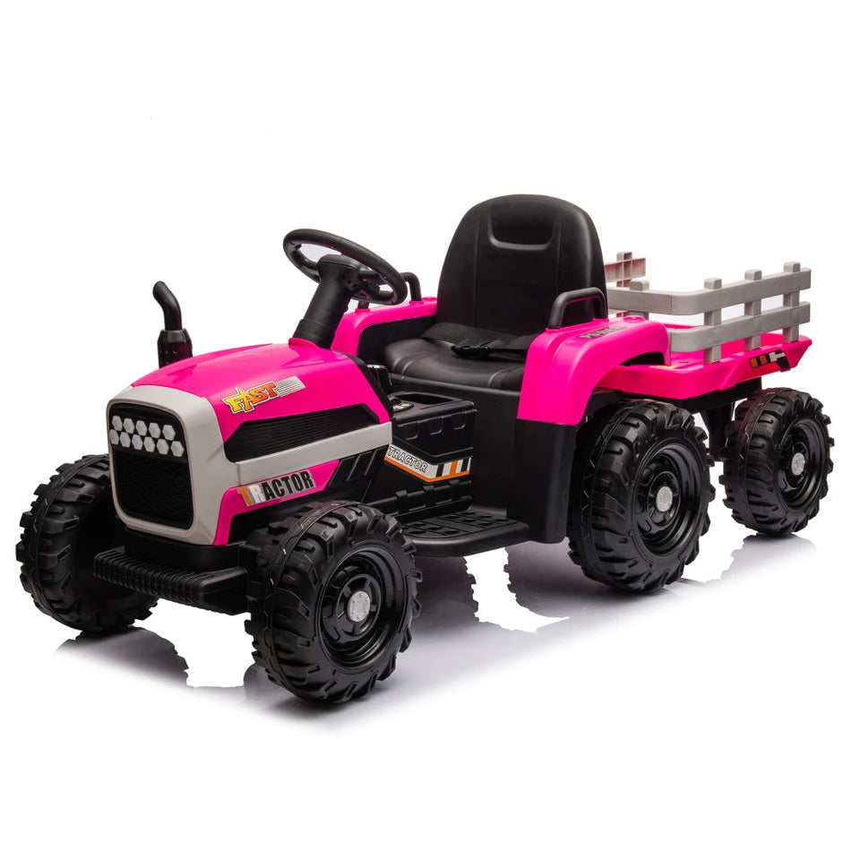 Ride on Tractor2.0 with Trailer,24V Battery Powered Electric Tractor Toy, 200w*2motor 1.86-4.97MPH/Remote Control AXSSIBLZ