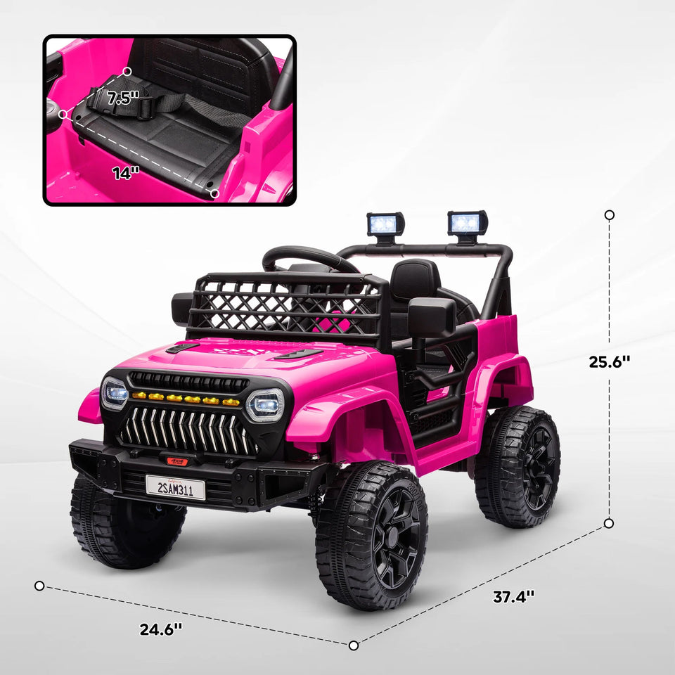 12V Ride on Truck W/ Spring Suspension, Remote, Pink AXSSIBLZ