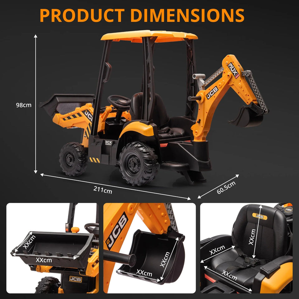4 in 1 Ride on Excavator & Bulldozer, 12V Kids Electric Vehicle With Remote Control, Front Loader, Digger, Horn, Ride on Car Toy AXSSIBLZ