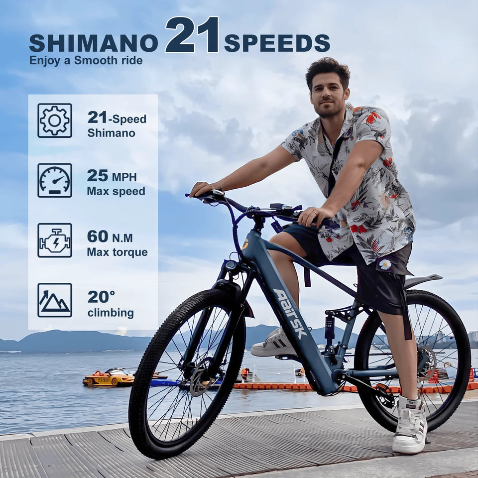 E bike 750W Adults Electric Bike 36V468Wh 26 Inch Tires Electric Bicycle Shimano 21-Speed City E Bikes Mountain e bikes AXSSIBLZ