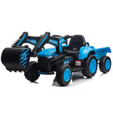 Kids 12V 3 in 1 Ride on Excavator & Tractor with Detachable Trailer, Ride on Car Toy with Remote Control, Digger, LED Lights AXSSIBLZ