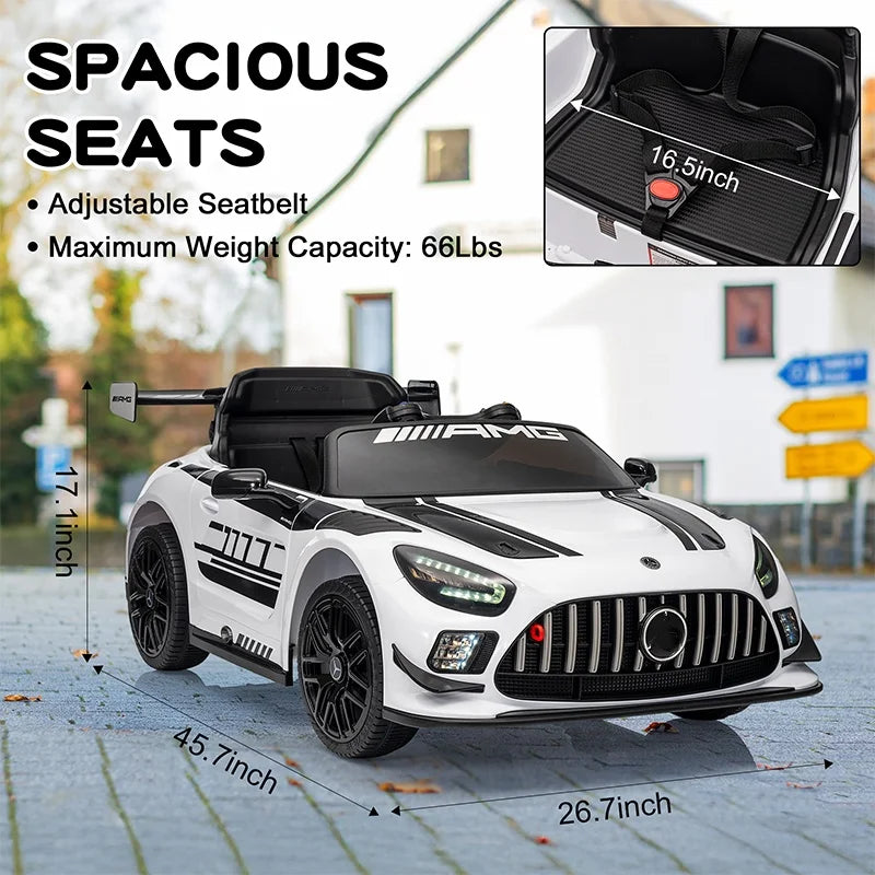 12V Licensed Mercedes-Benz GT3 Kids Ride on Car, Electric Vehicles for Kids Gifts,Ride on Toys with Remote Control, Music AXSSIBLZ
