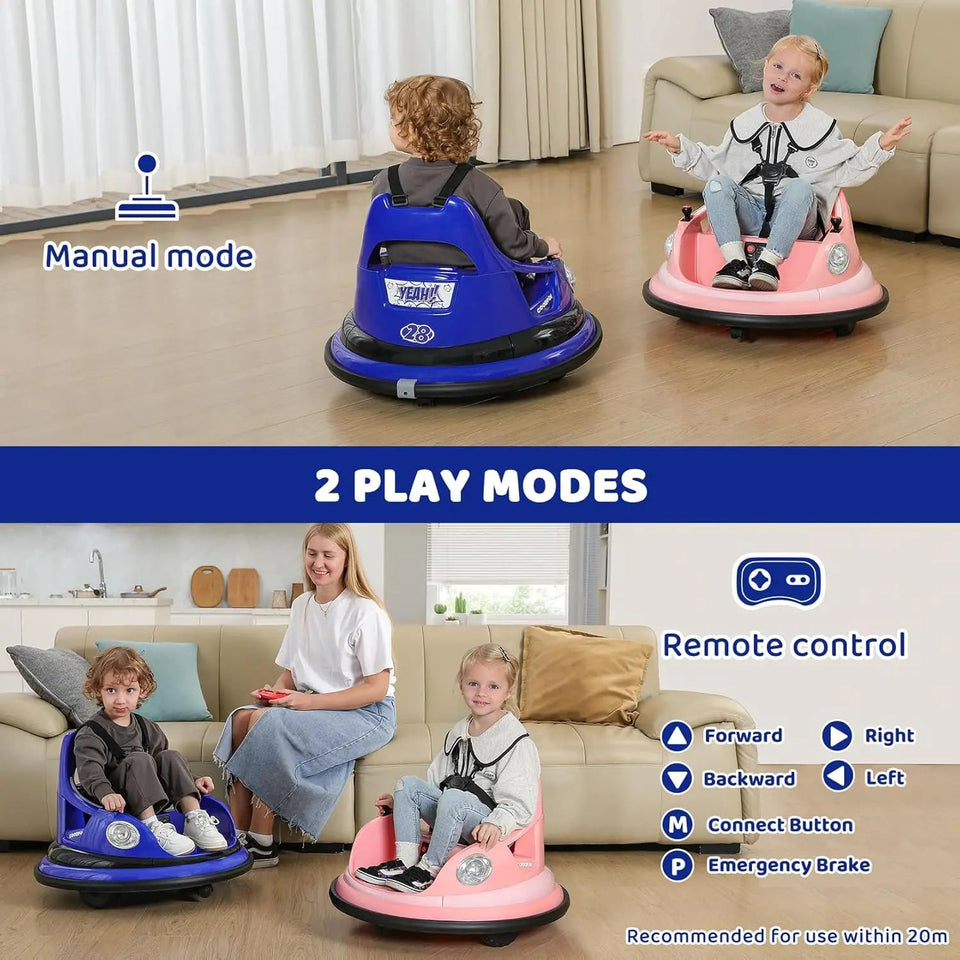 Ride on Bumper Car for Toddlers,1.9MPH Max,12V Battery Car for Kids W/Parent Remote,2-Speed,2 Driving Mode,360°Spin,Electric Bum AXSSIBLZ