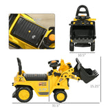 Ride On Excavator with Under Seat Storage, Sit and Scoot Construction Toy with Horn, Front Loader Shovel, for Sand and Snow AXSSIBLZ