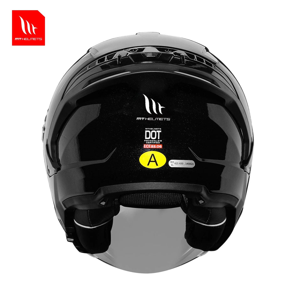 MOTORCYCLE MT HELMETS  COSMO SV SOLID GLOSS  BLACK DUAL VISOR QUICK DEDUCTION AXSSIBLZ