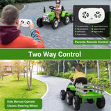 12V Kids  Electric Ride on Tractor Car & Trailer W/MP3 Player & LED Light Remote Control Battery Powered Gift for Xmas AXSSIBLZ