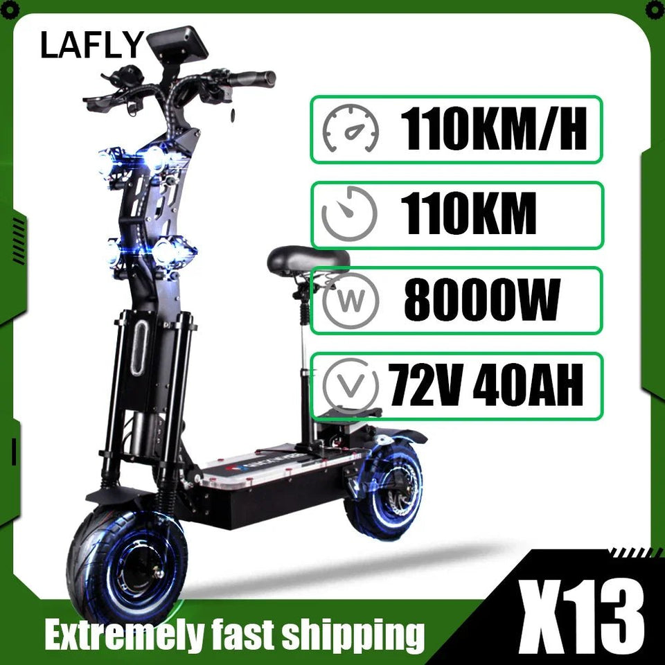 Dual Motor 10000W Top Electric Scooter 14 Inch Oversized Off-Road Tyres 72V-40AH Panasonic Brand Battery Maximum Speed 120KM/H AXSSIBLZ