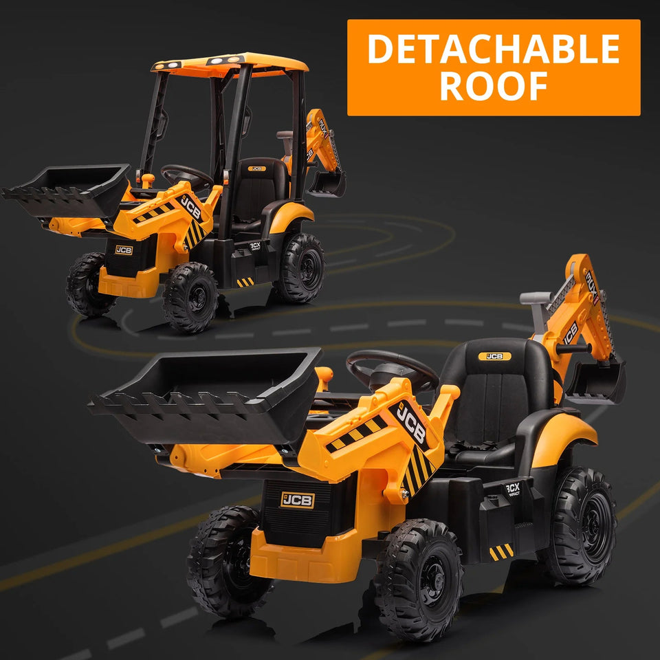 4 in 1 Ride on Excavator & Bulldozer, 12V Kids Electric Vehicle With Remote Control, Front Loader, Digger, Horn, Ride on Car Toy AXSSIBLZ