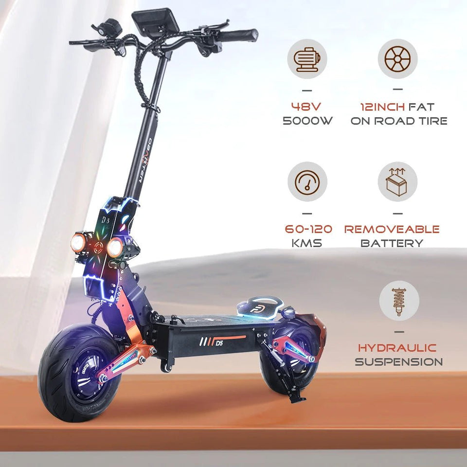 Latest Obarter D5 5000W Electric Scooter with 12inch Fat Tire On road Removeable battery e scooters AXSSIBLZ