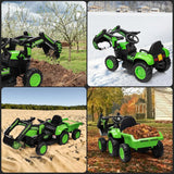 Kids 12V 3 in 1 Ride on Excavator & Tractor with Detachable Trailer, Ride on Car Toy with Remote Control, Digger, LED Lights AXSSIBLZ