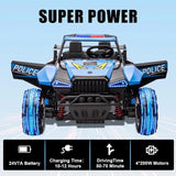 24V Police Car for Boys & Girls Ride on Toys with Remote Control 6.21 Mph Max Speed, 4 Spring Suspension (Blue) AXSSIBLZ